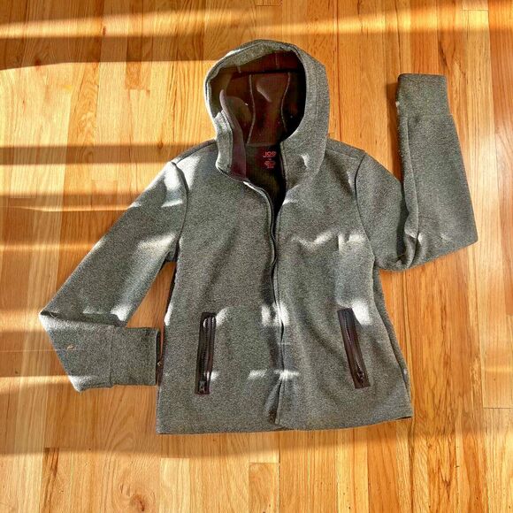 joe fresh zip front hoodie grey womens Large thumb holes active hiking jacket - Picture 1 of 7
